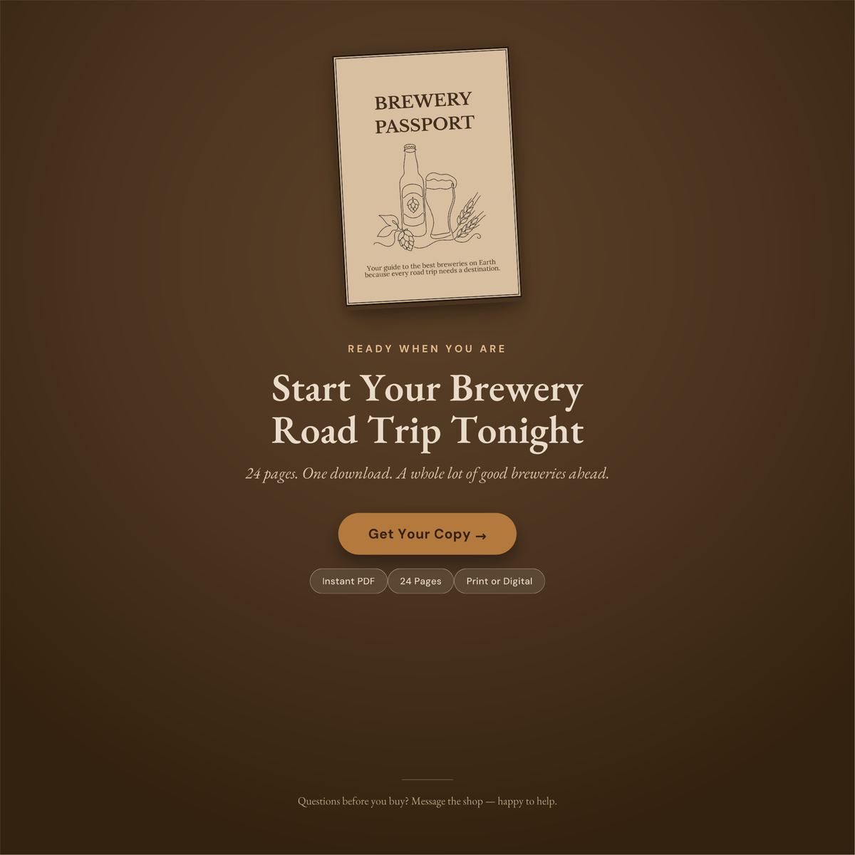Brewery Passport Journal, Brewery Visit Tracker, Road Trip Gift (Digital Download)