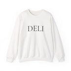 The DELI Crewneck Sweatshirt - Minimalist White Graphic Sweater