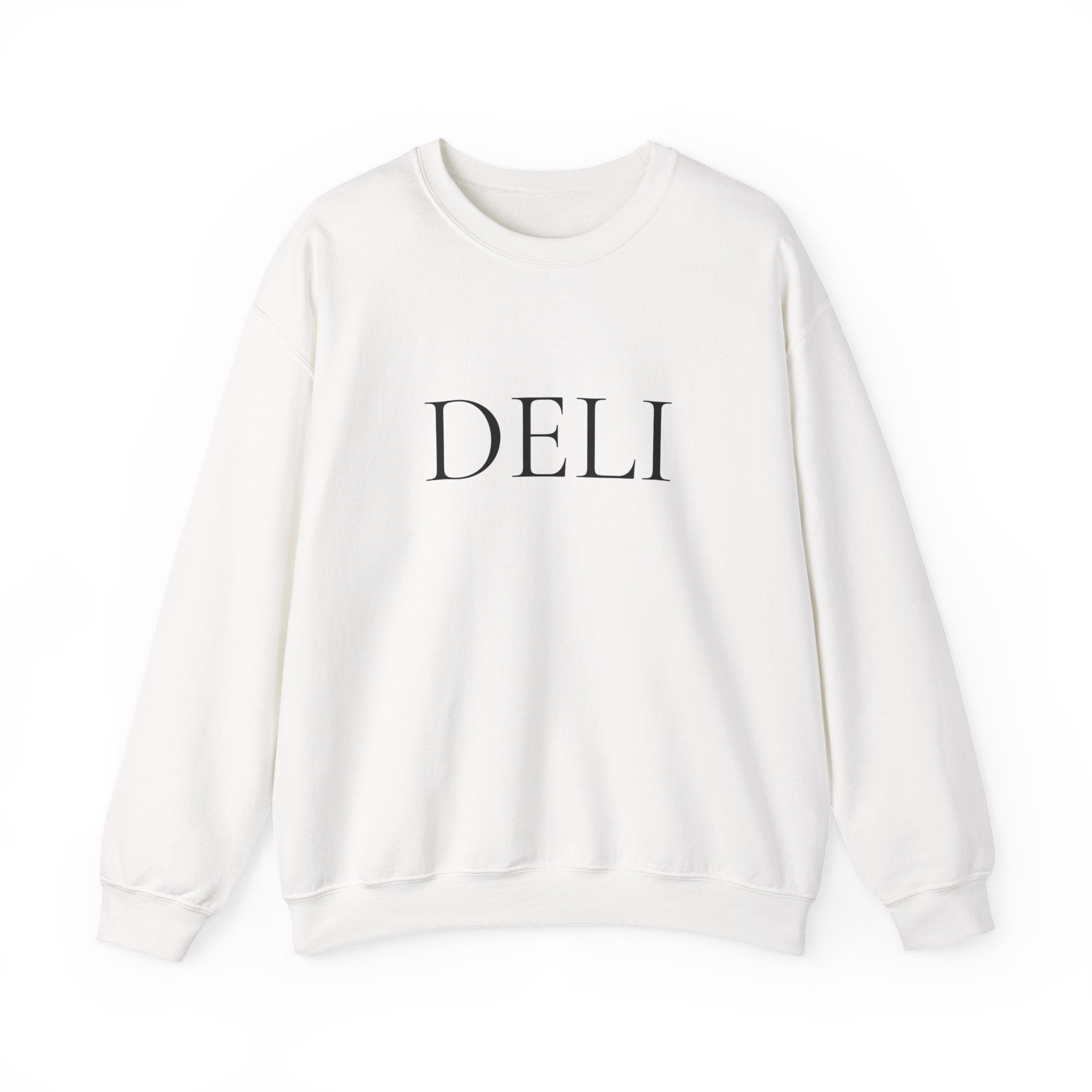 The DELI Crewneck Sweatshirt - Minimalist White Graphic Sweater