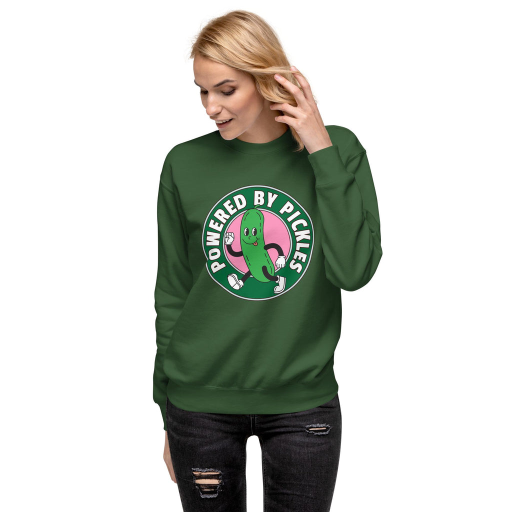 Pickles Sweatshirt | Funny Powered by Pickles Gift | Quirky Foodie Apparel | Unique Food Lover Clothing