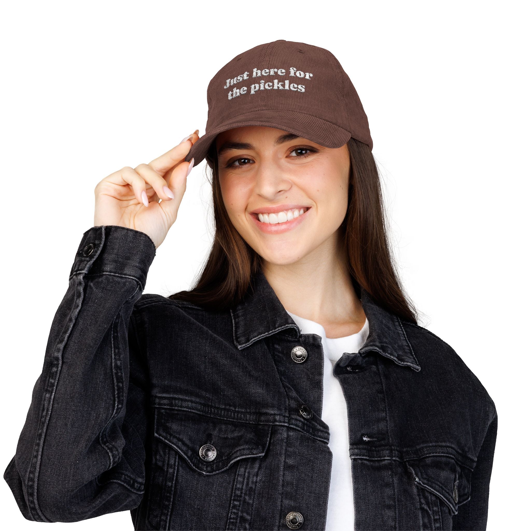 Just Here for the Pickles Corduroy Cap | Embroidered Vintage Dad Hat