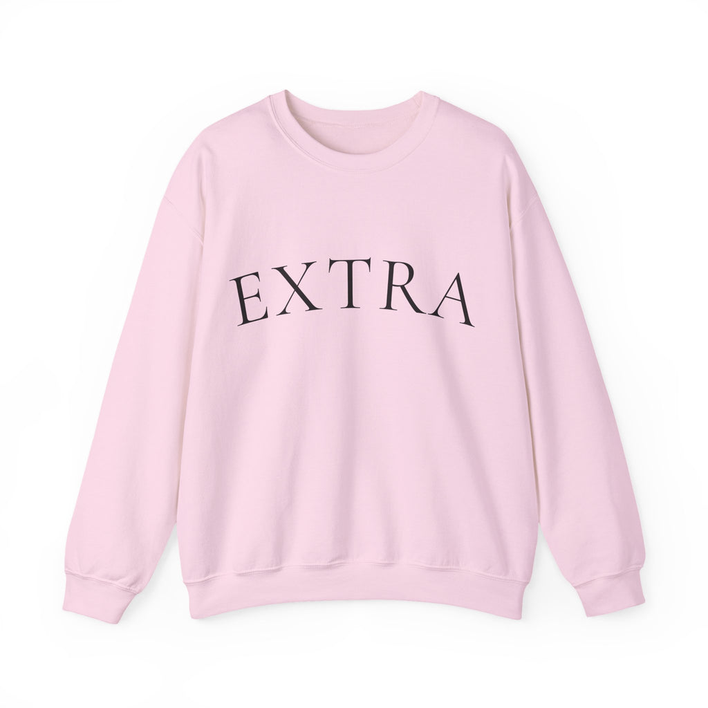 EXTRA Crewneck Sweatshirt - Minimal White Pullover with 'EXTRA' Text