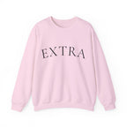 EXTRA Crewneck Sweatshirt - Minimal White Pullover with 'EXTRA' Text