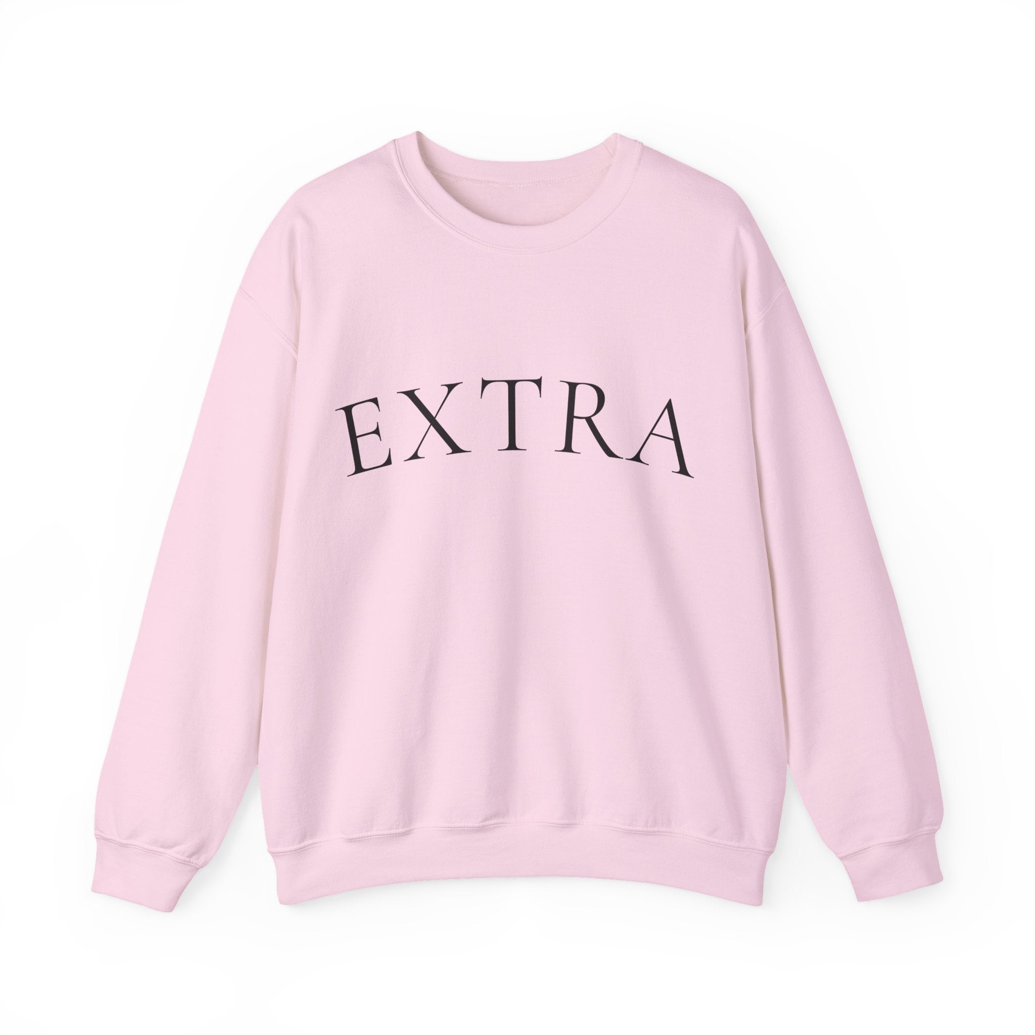 EXTRA Crewneck Sweatshirt - Minimal White Pullover with 'EXTRA' Text