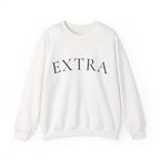 EXTRA Crewneck Sweatshirt - Minimal White Pullover with 'EXTRA' Text