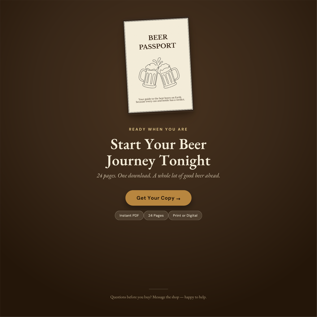 Beer Passport Tasting Journal, Craft Beer Tracker, Brewery Visit Log (Digital Download)