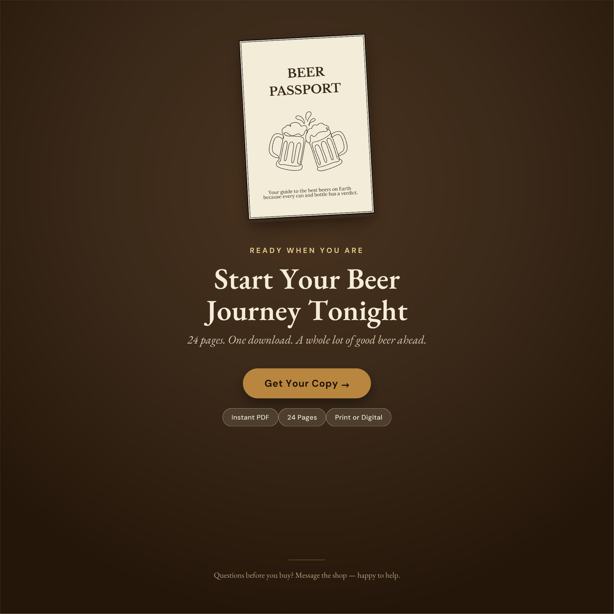 Beer Passport Tasting Journal, Craft Beer Tracker, Brewery Visit Log (Digital Download)