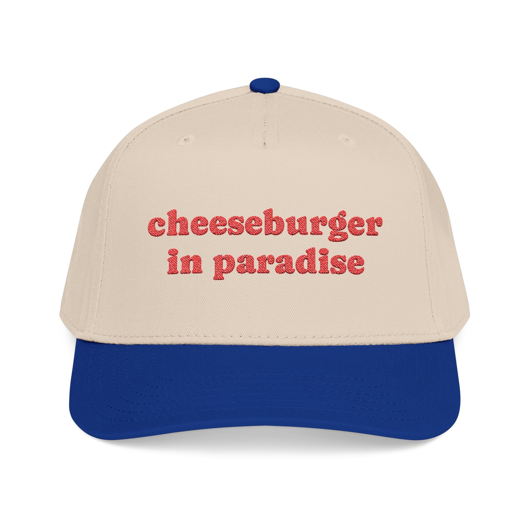 Cheeseburger in Paradise Retro Embroidered Baseball Cap | Food Lyrics