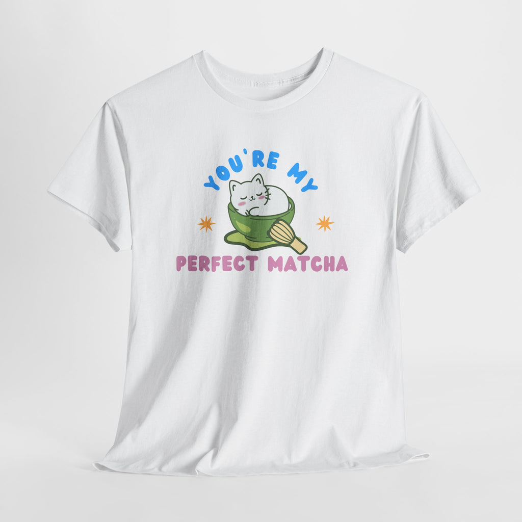 Cat Matcha Tee, Cute Matcha T-shirt, Cat Lover Gift, Unisex Tee, Heavy Cotton Tee, Perfect Matcha Shirt