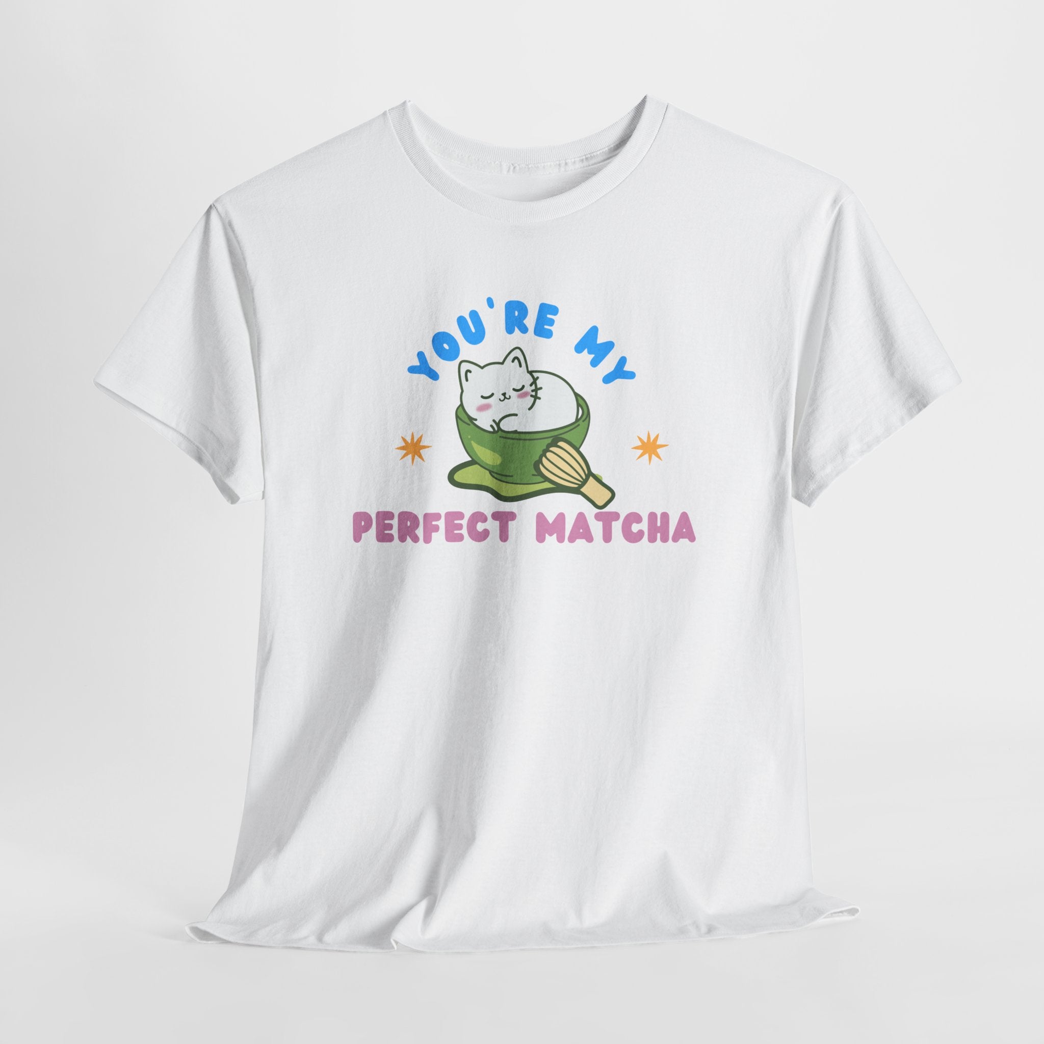 Cat Matcha Tee, Cute Matcha T-shirt, Cat Lover Gift, Unisex Tee, Heavy Cotton Tee, Perfect Matcha Shirt