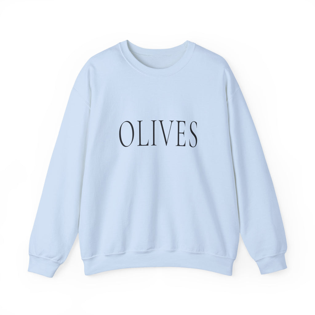 OLIVES Crewneck Sweatshirt - Minimalist Vegan Kitchen Tee for Food Lovers