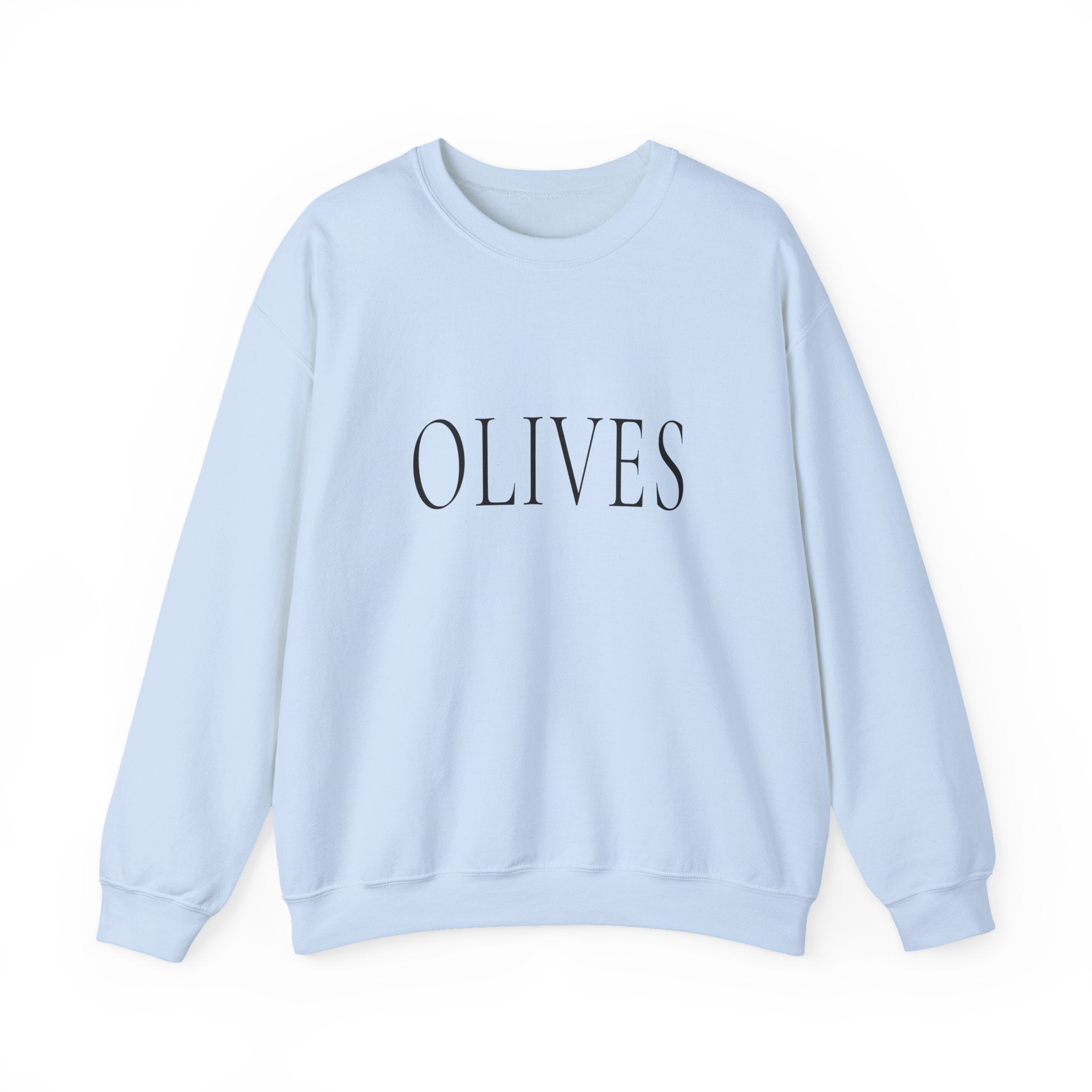 OLIVES Crewneck Sweatshirt - Minimalist Vegan Kitchen Tee for Food Lovers