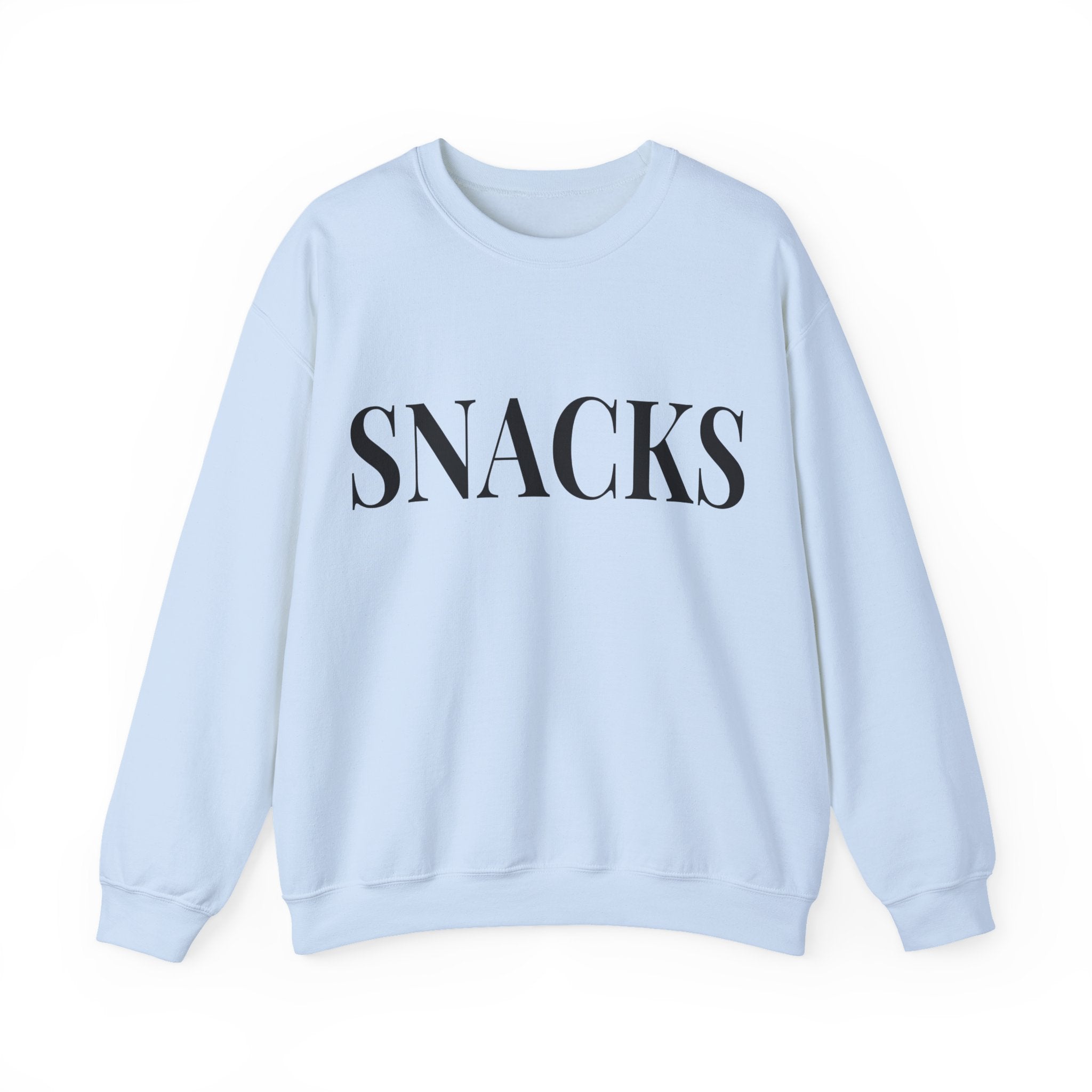 SNACKS Crewneck Sweatshirt — Minimal Foodie Graphic Pullover