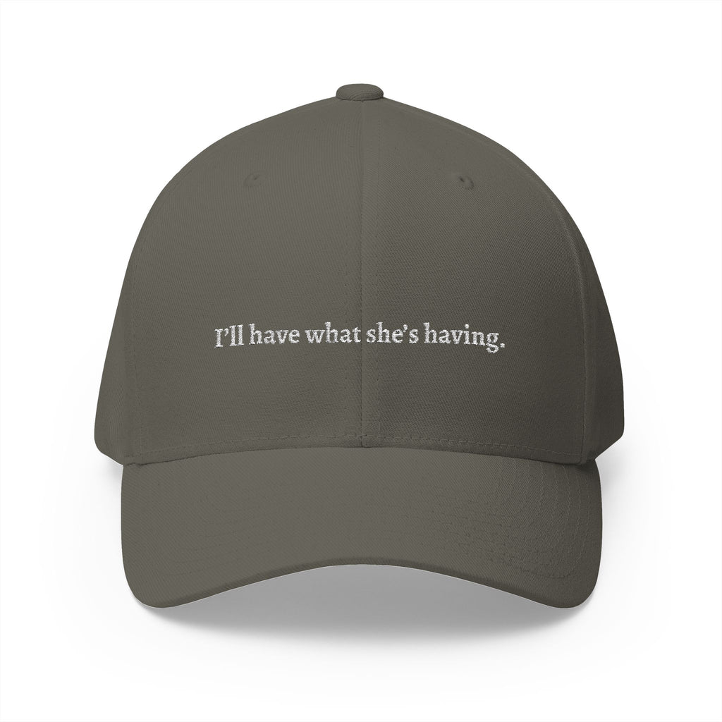 i'd have what she's having Embroidered Cap | Script Text Baseball Hat