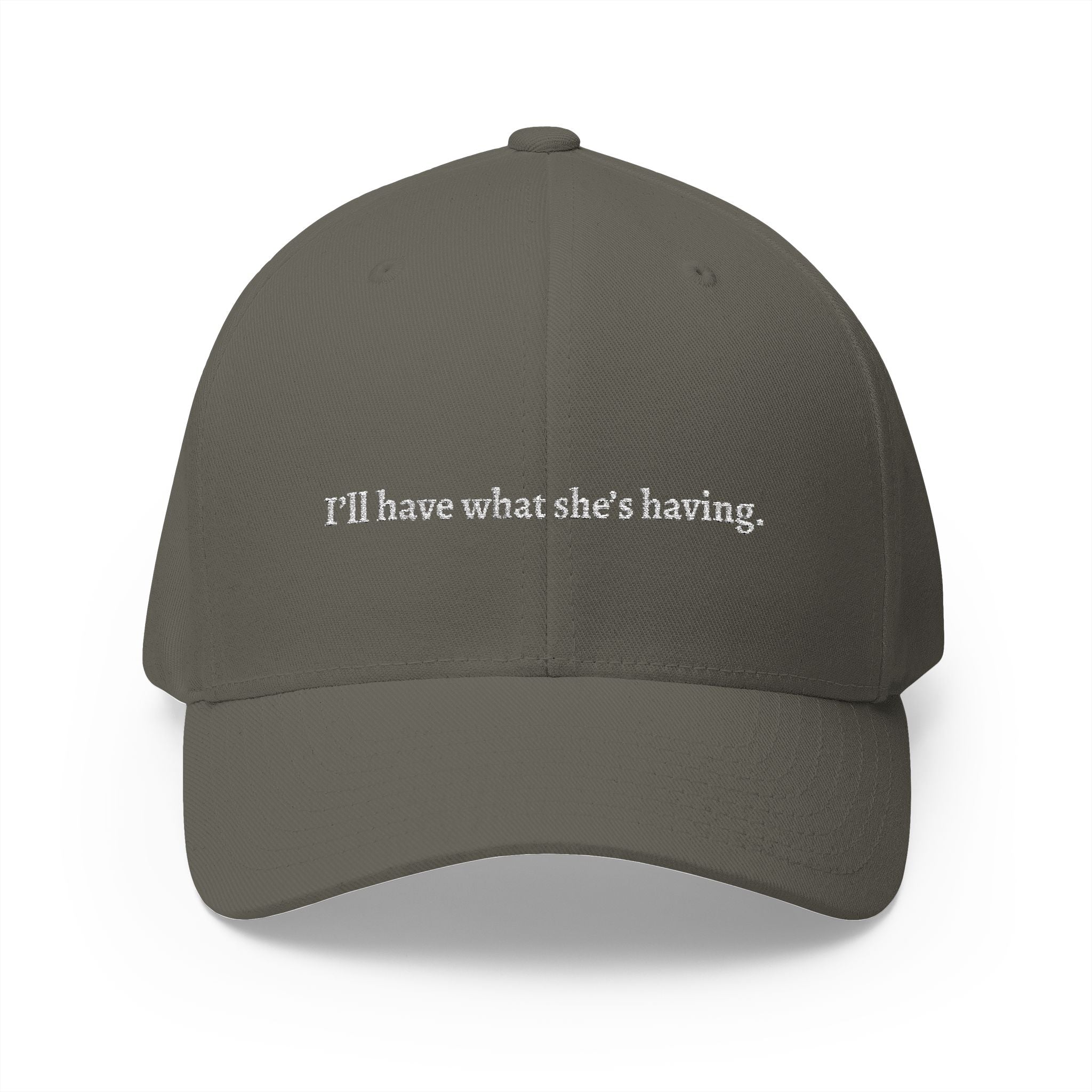 i'd have what she's having Embroidered Cap | Script Text Baseball Hat