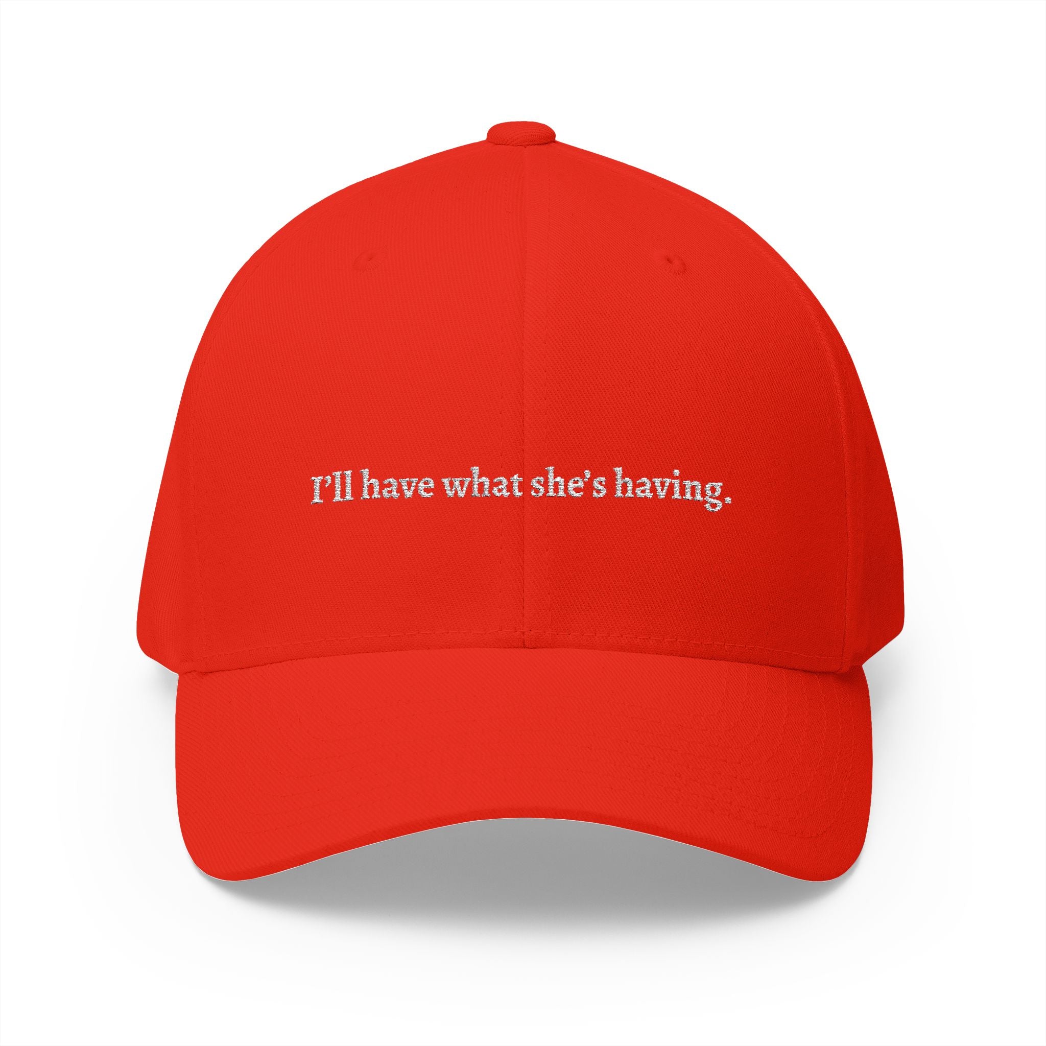 i'd have what she's having Embroidered Cap | Script Text Baseball Hat