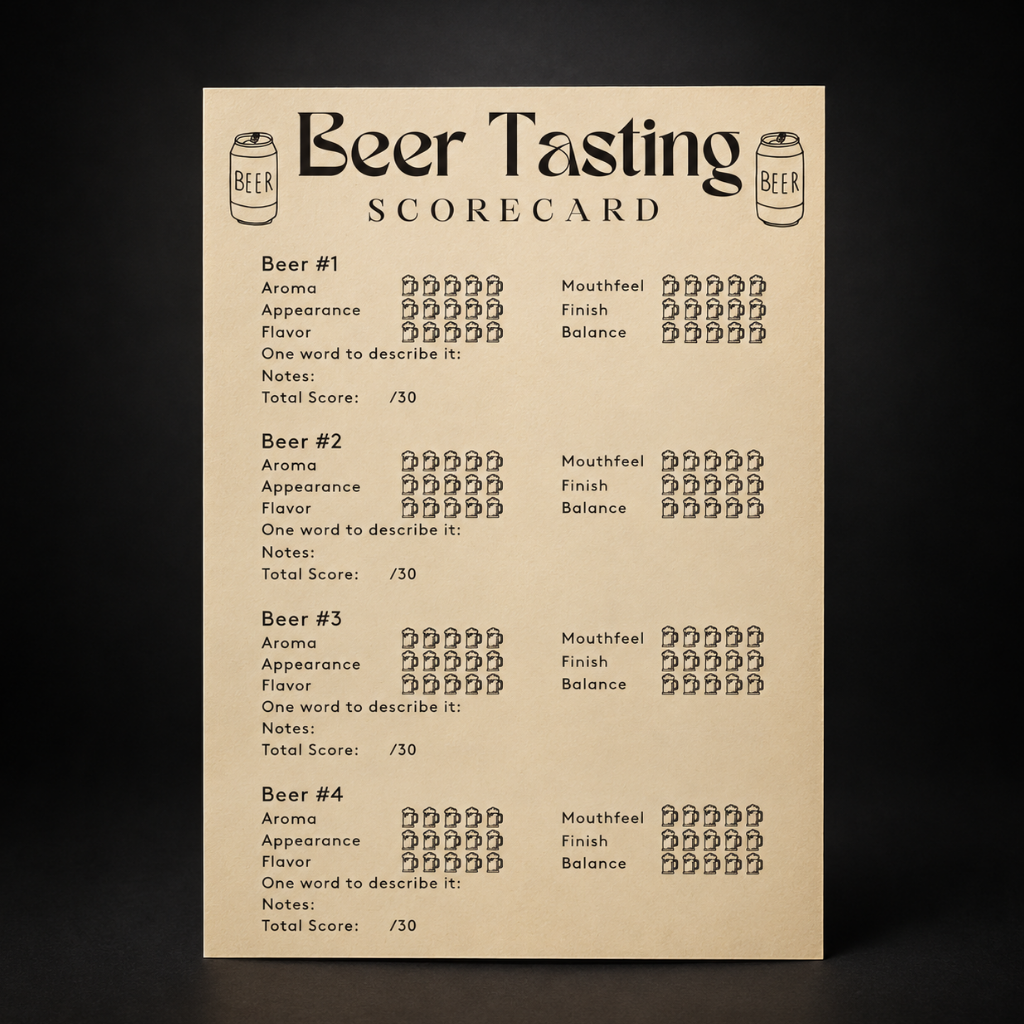 Beer Tasting Scorecard, Brewery Party Game, Beer Lover Gift (PDF Download)