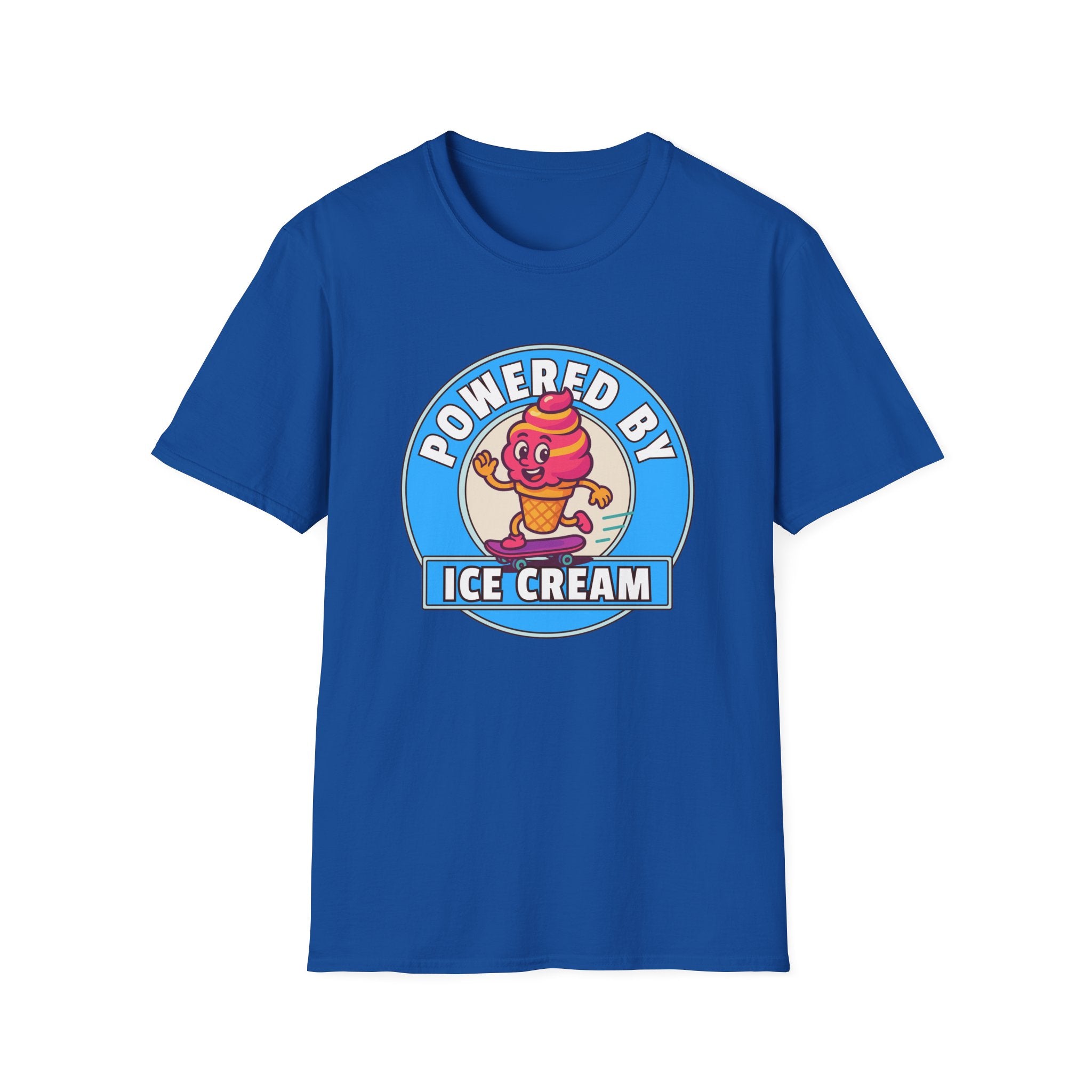 Powered by Ice Cream T-Shirt | Cute Cartoon Ice Cream Cone Logo