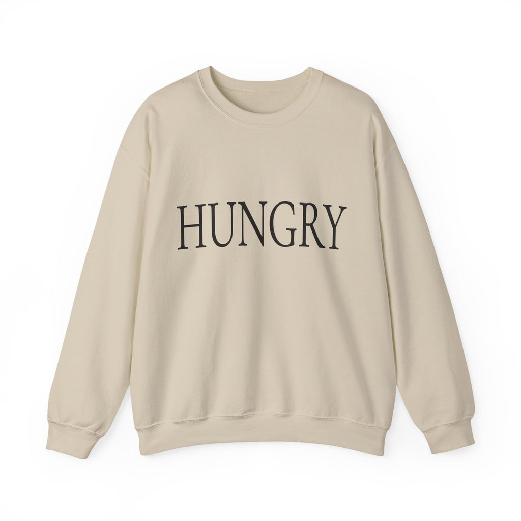HUNGRY Graphic Sweatshirt – Minimalist White Crewneck