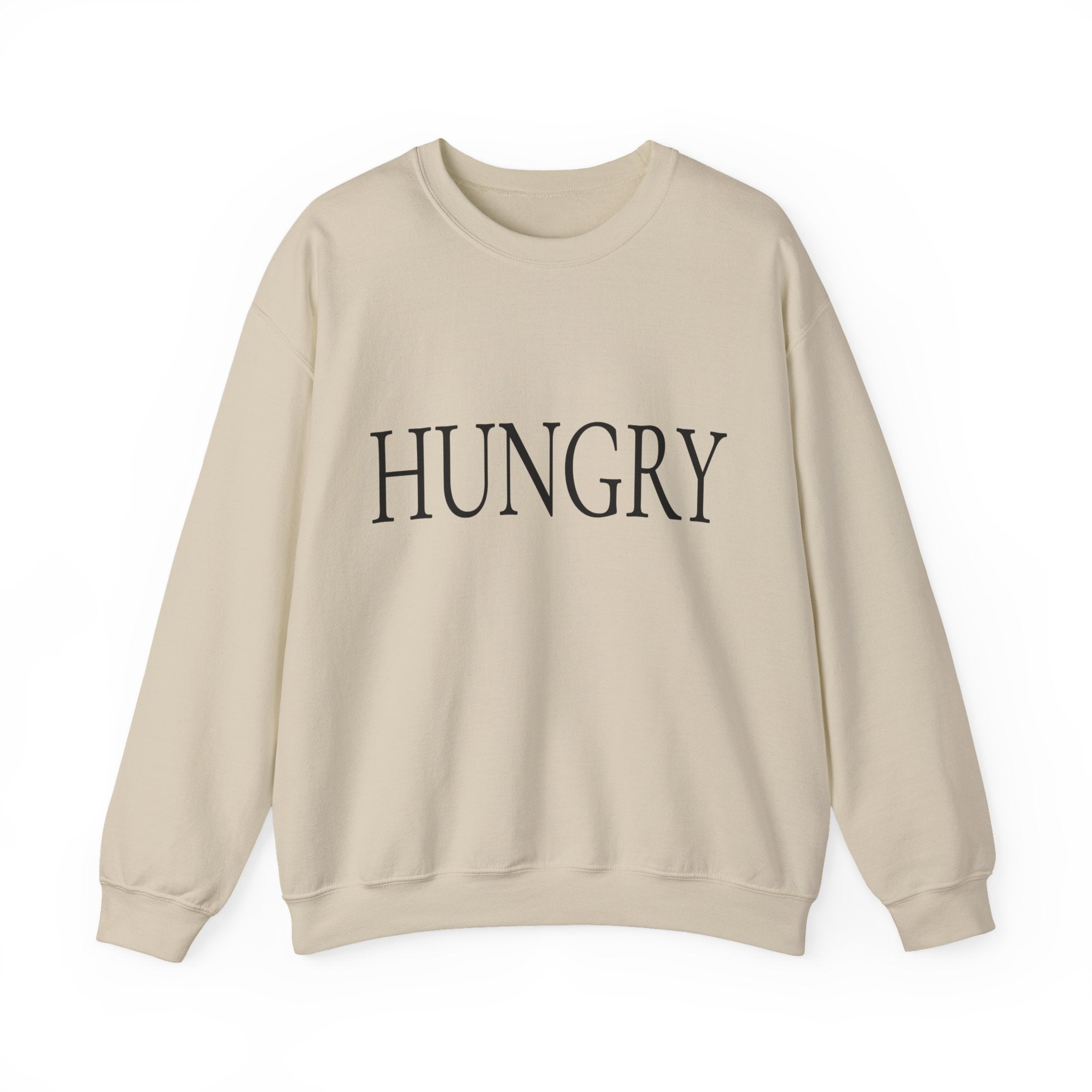 HUNGRY Graphic Sweatshirt – Minimalist White Crewneck