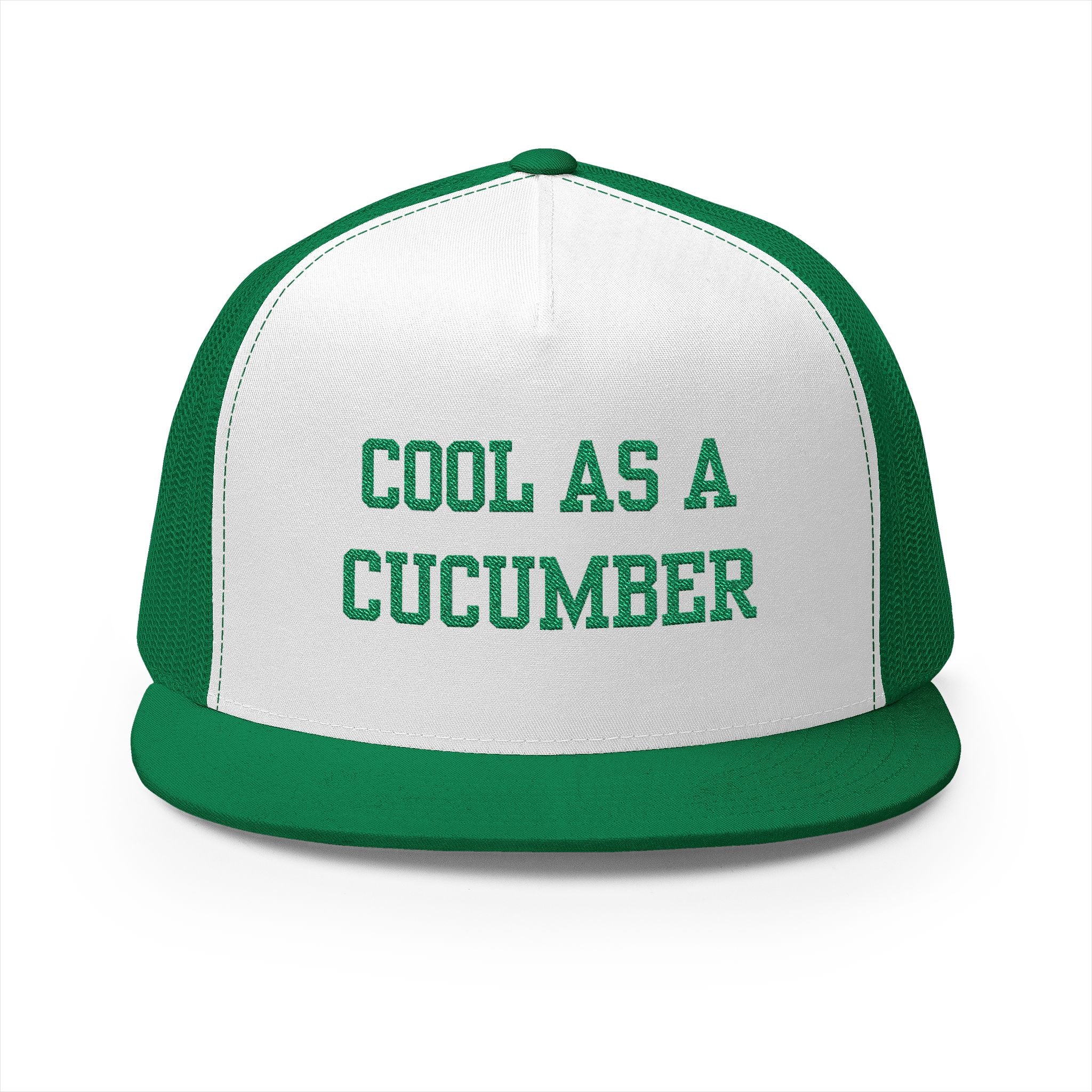 Cool as a Cucumber 5 Panel Trucker Cap, Fun Hat for Summer, Gift for Dads, Trendy Outdoor Accessory, Adjustable Cap, Foodie, Cool