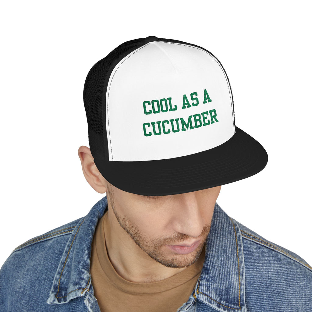 Cool as a Cucumber 5 Panel Trucker Cap, Fun Hat for Summer, Gift for Dads, Trendy Outdoor Accessory, Adjustable Cap, Foodie, Cool