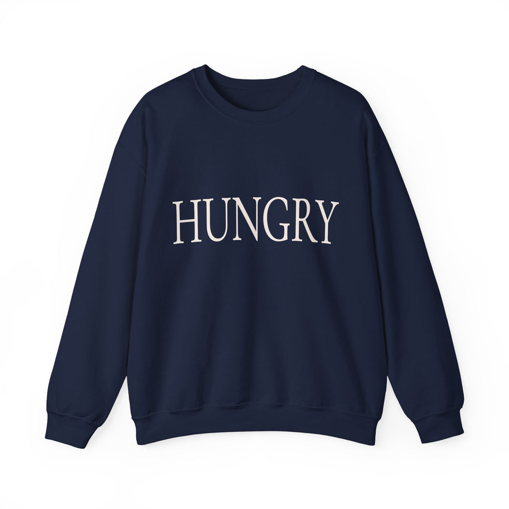 HUNGRY Graphic Sweatshirt – Minimalist White Crewneck