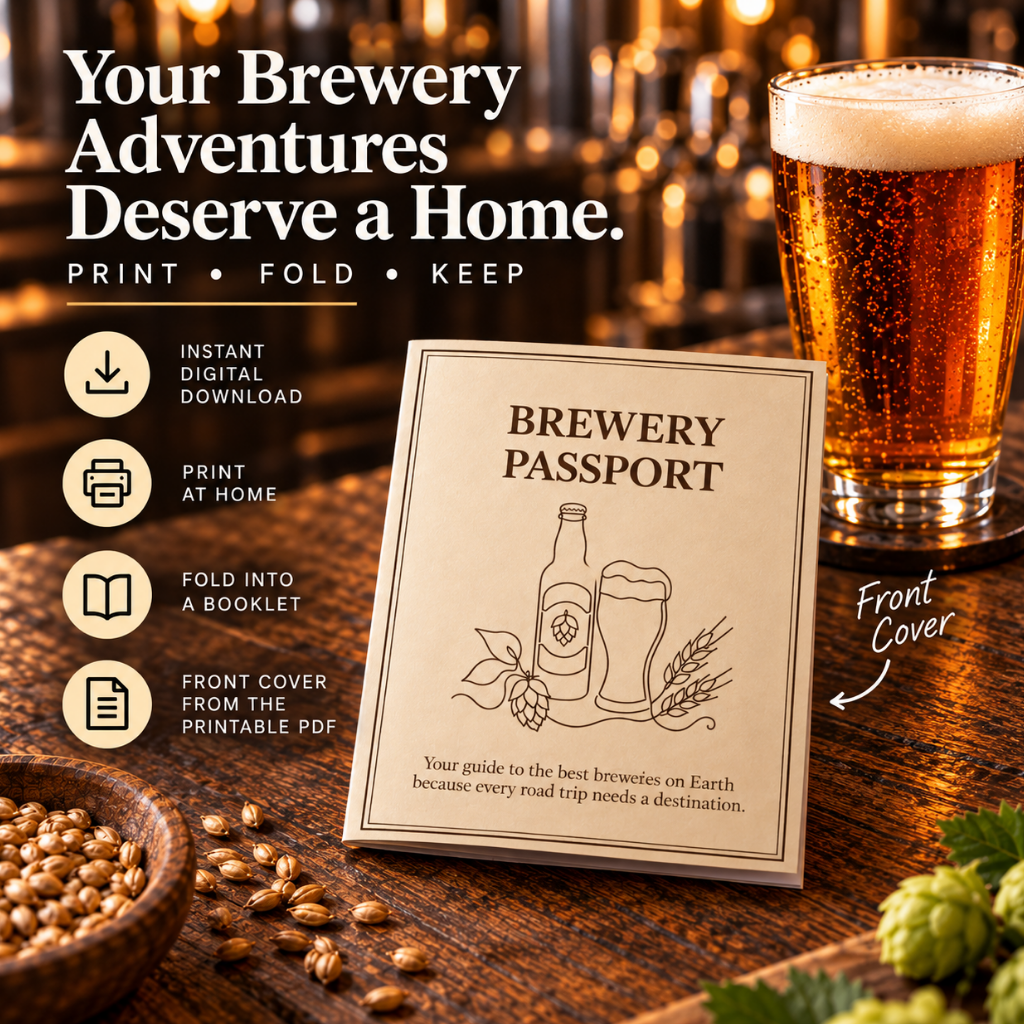 Brewery Passport Journal, Brewery Visit Tracker, Road Trip Gift (Digital Download)