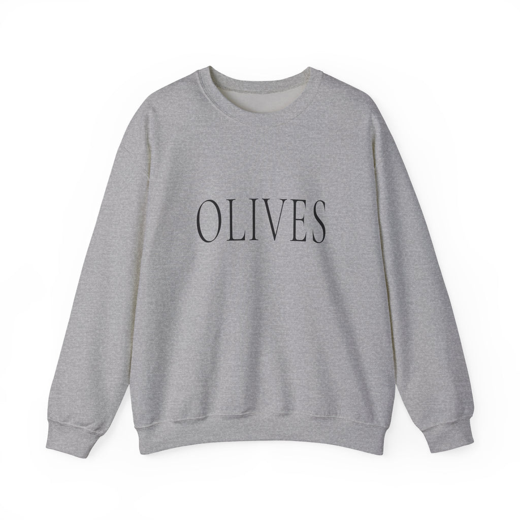 OLIVES Crewneck Sweatshirt - Minimalist Vegan Kitchen Tee for Food Lovers