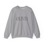 OLIVES Crewneck Sweatshirt - Minimalist Vegan Kitchen Tee for Food Lovers
