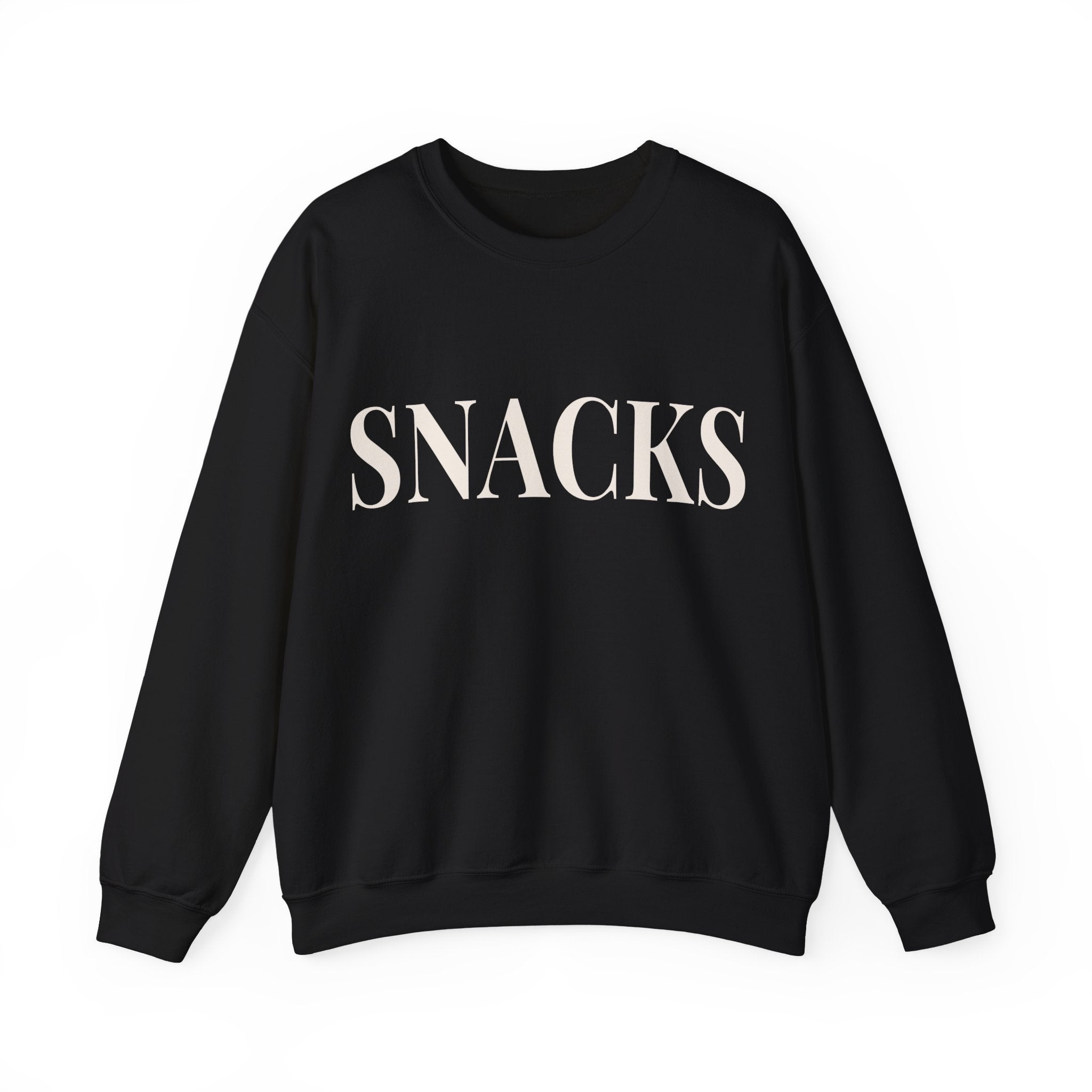 SNACKS Crewneck Sweatshirt — Minimal Foodie Graphic Pullover