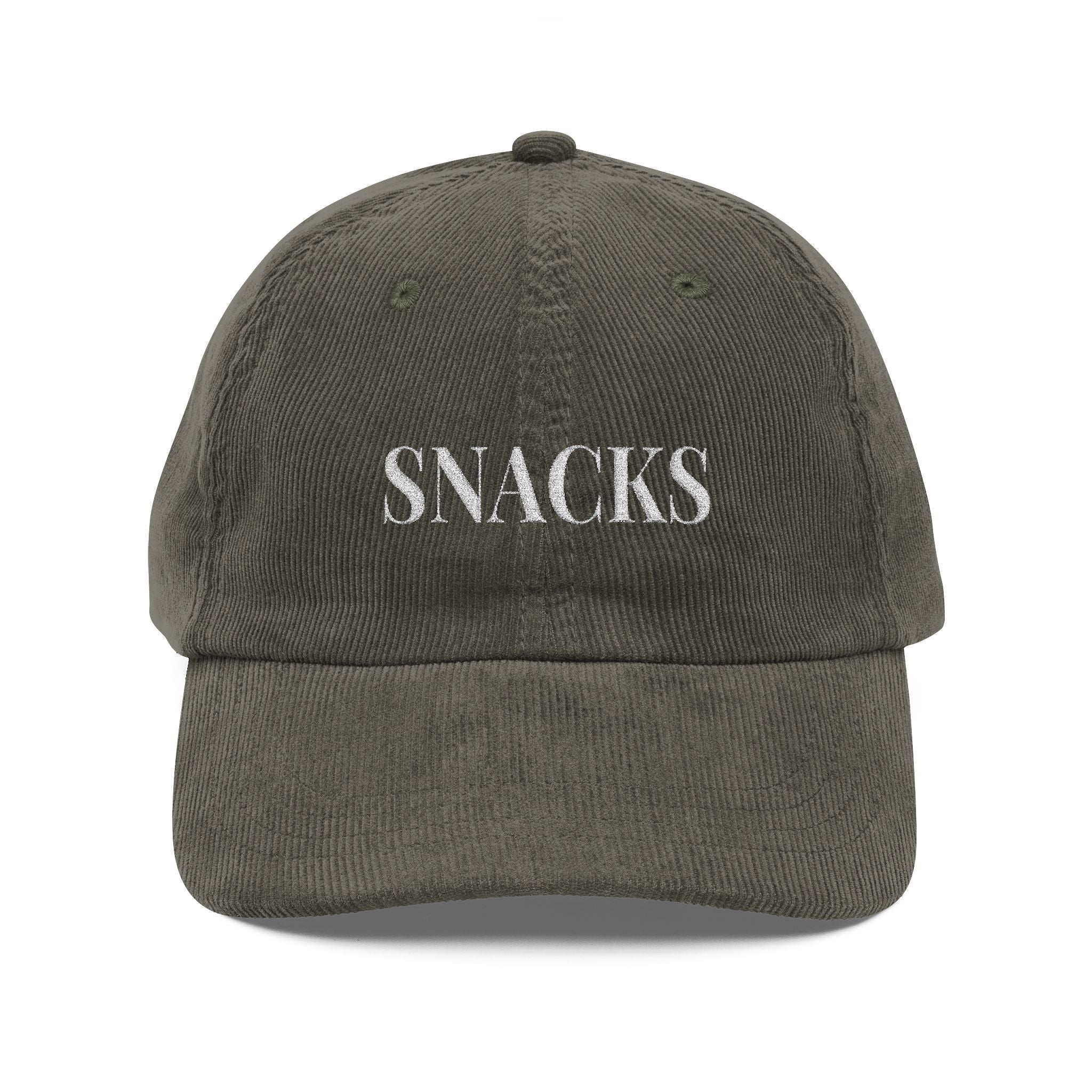 Vintage Corduroy Cap - Embroidered 'SNACKS' Dad Hat