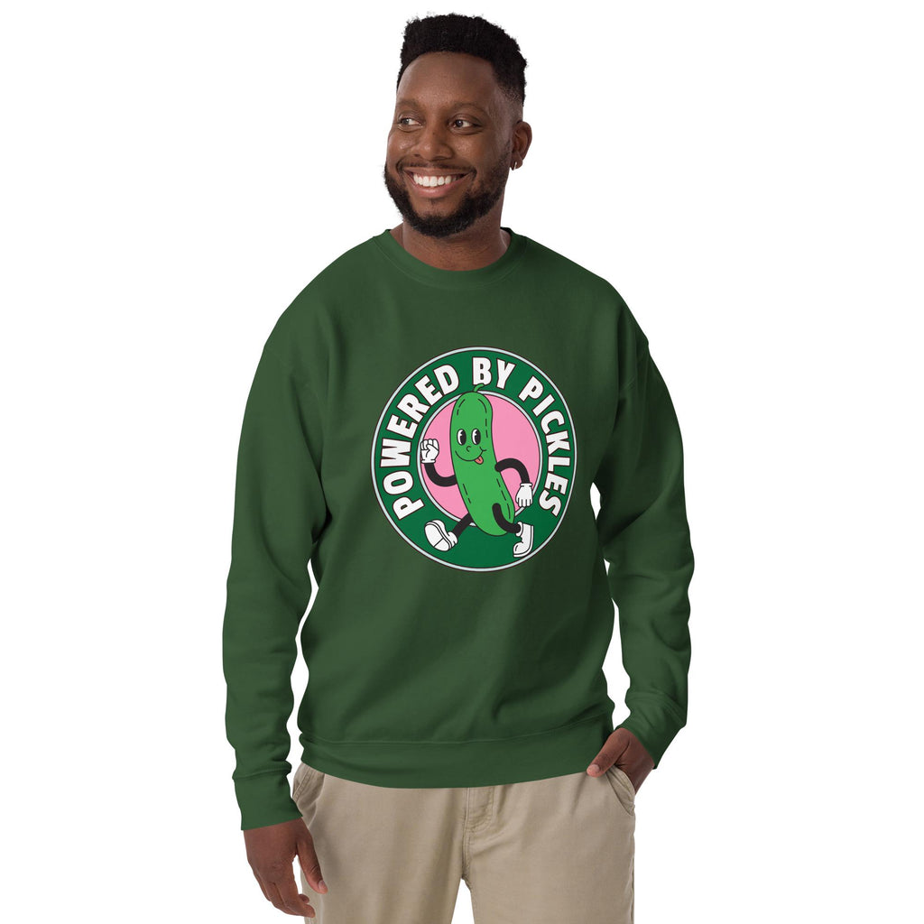 Pickles Sweatshirt | Funny Powered by Pickles Gift | Quirky Foodie Apparel | Unique Food Lover Clothing