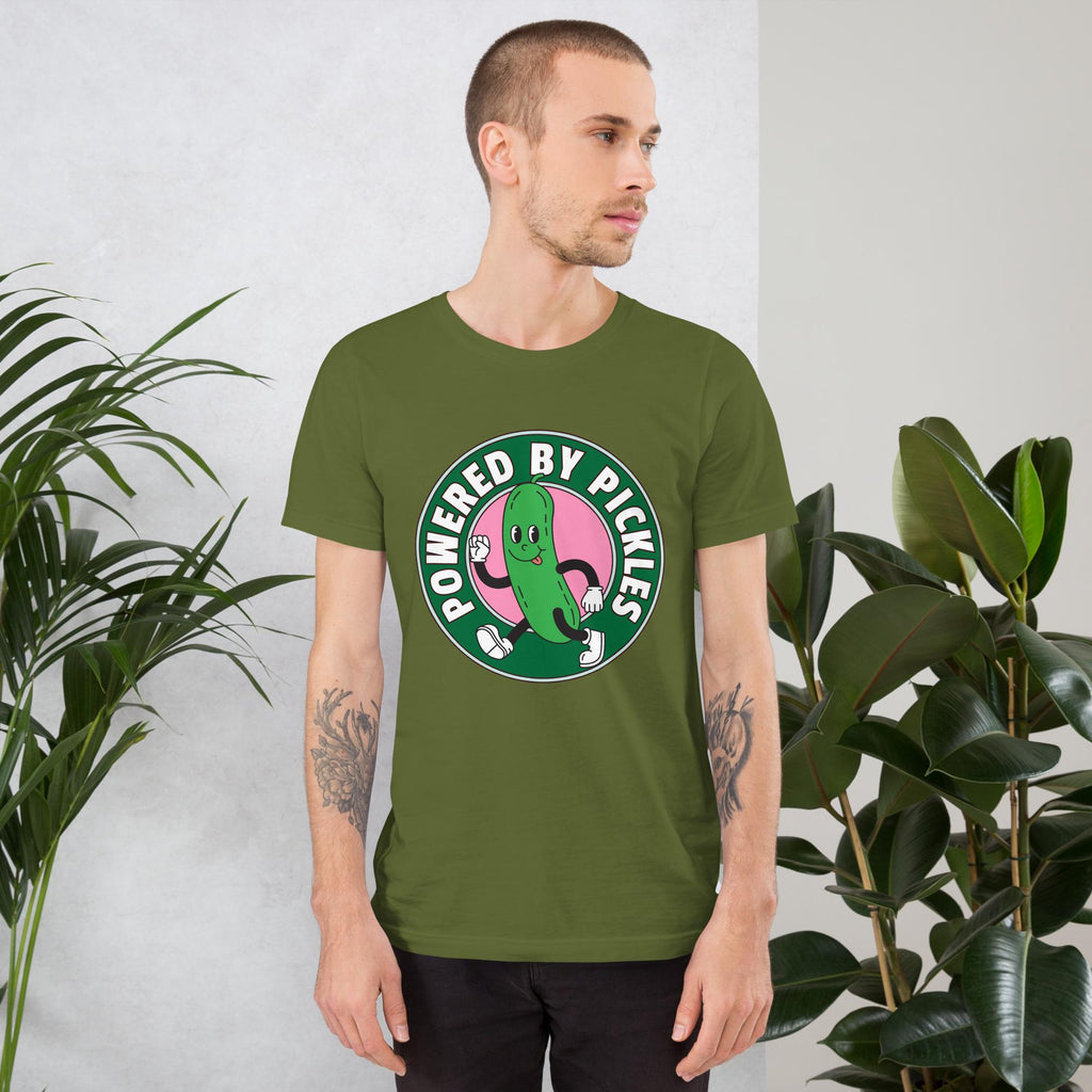 Powered by Pickles T-shirt: Funny Foodie Unisex Tee