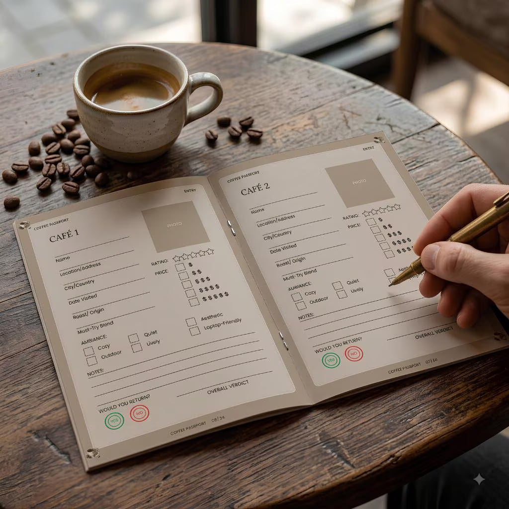 Coffee Passport Journal, Café Review Tracker, Coffee Lover Gift (Digital Download)