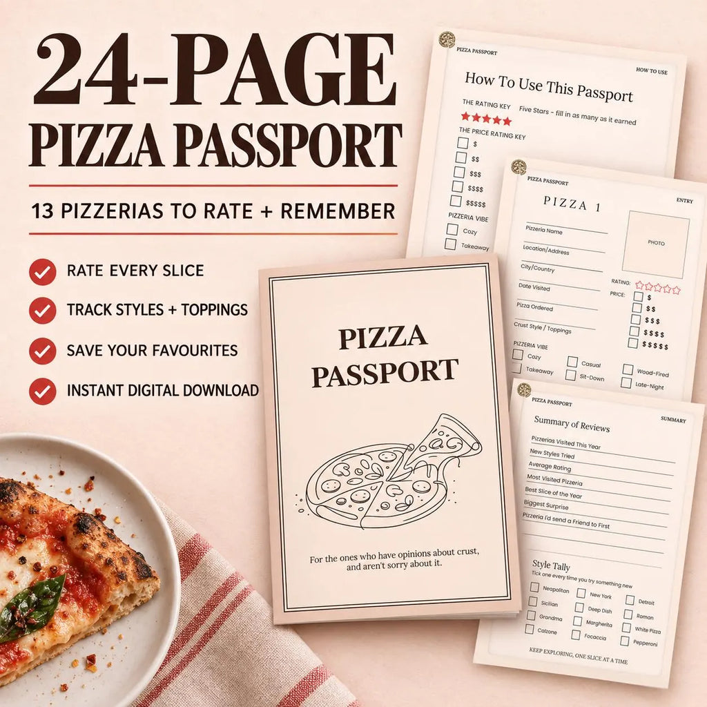 Pizza Passport Printable – Pizzeria Review Journal, Pizza Lover Gift, Digital Download